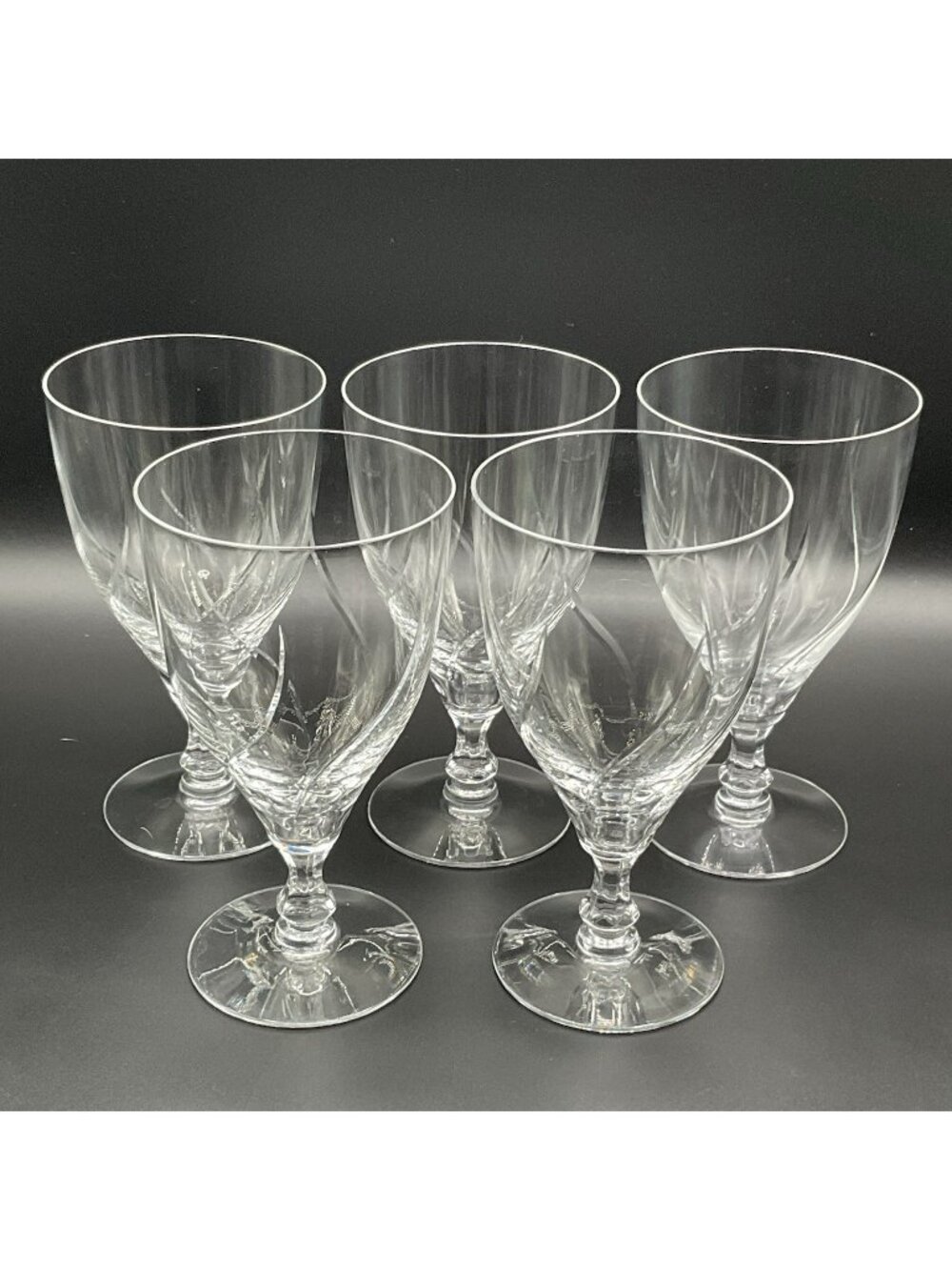 Fostoria Swirl, stem #6065, cut #848, produced 1956–1965 set of 5 glasses